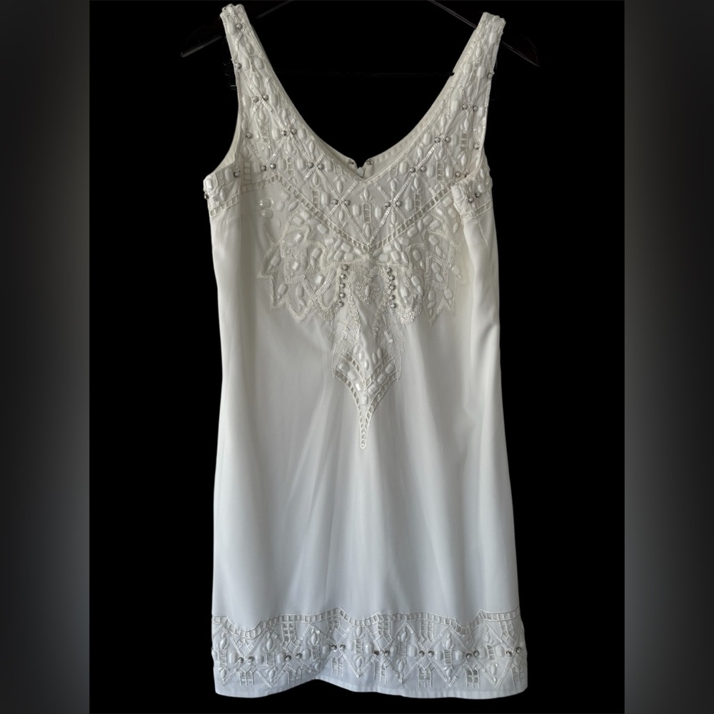 Marciano White Sleeveless V-Neck Dress - Size S